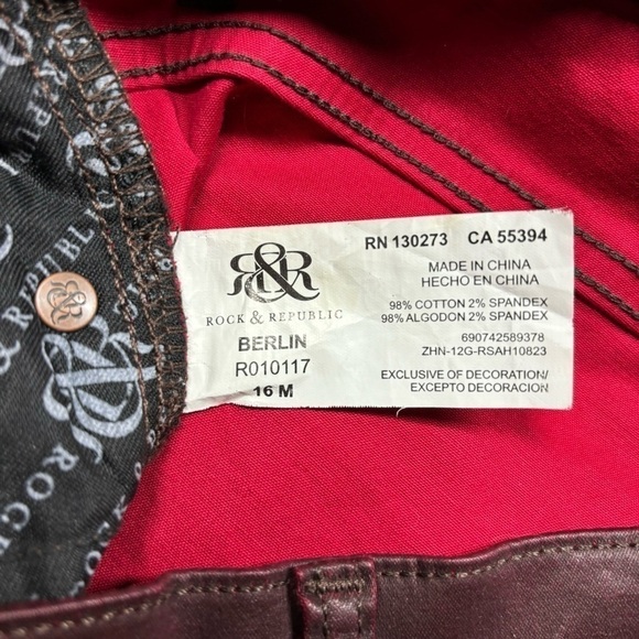 Rock and Republic Jeans Womens 16 Berlin Coated Skinny Party Concert Night Out - Picture 3 of 5